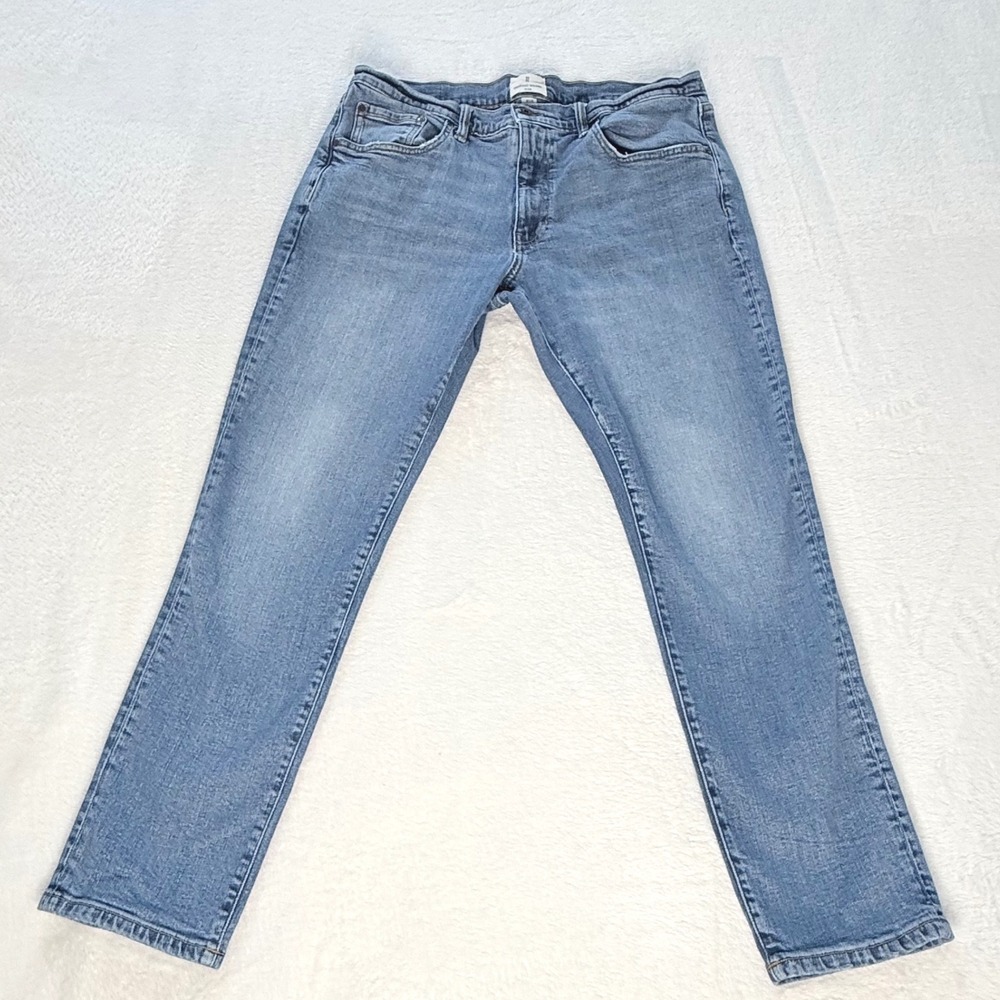 Mutual Weave‎ The Slim Mens 38x30 Medium Wash Stretch Denim Straight Leg Jeans